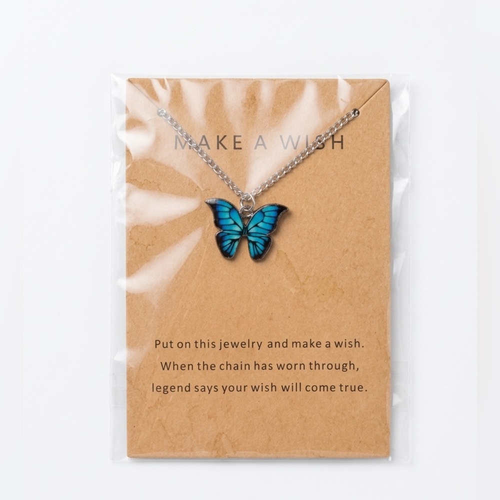 Blue Handmade Butterfly Pendant Necklace